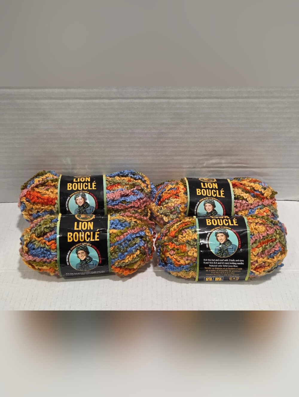 Lion Brand Boucle Taffy Yarn Lot Of 4 Skeins